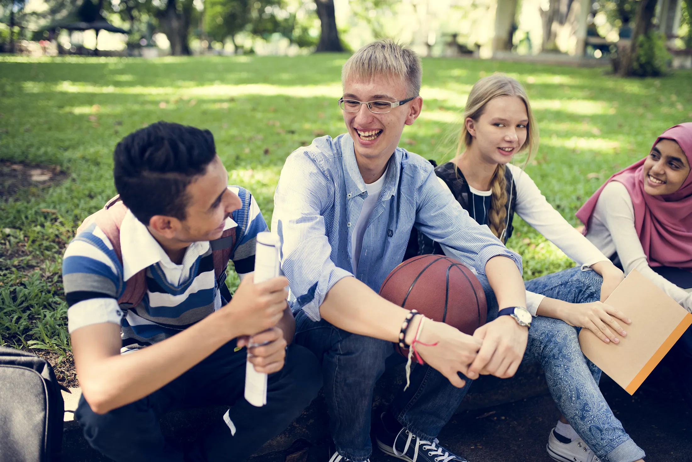 A group of diverse teenagers A group of diverse teenagers